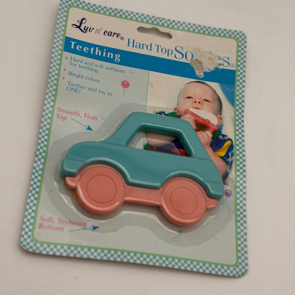 Luv n care Hard Top Softies Car Teether Toy Teal Pink Vintage 334 New